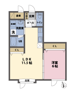 1LDKの間取図